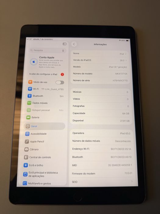 Apple Ipad 10.2” 2021 9a Geraçāo 64GB Wifi + 4G Cellular