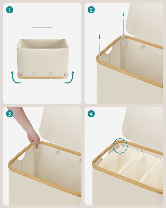 Kosz na pranie 3 przegródki 150L