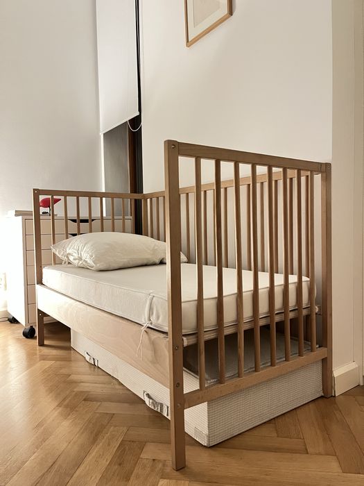 Łóżeczko drewniane bukowe ikea sniglar 60x120