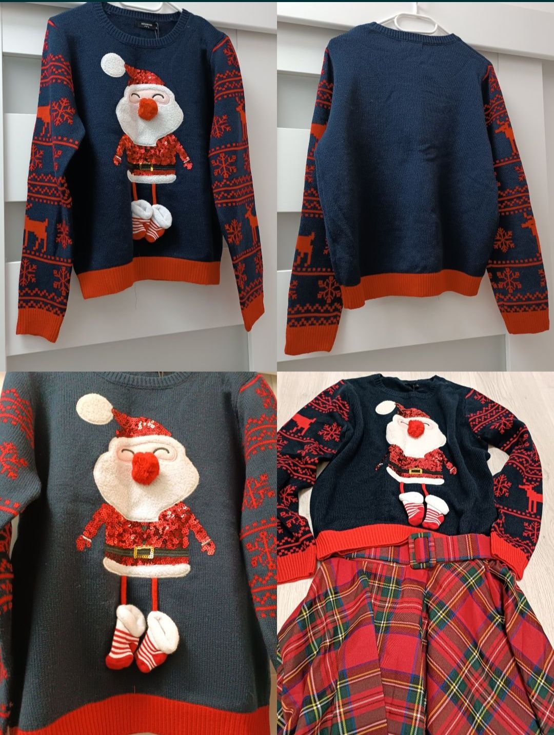 Sweter 3D zestaw 2szt świąteczny zimowy na M L XL