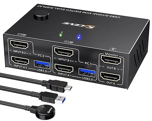 MLEEDA Przełącznik KVM HDMI 2 Monitory 2 Komputery 4K 60Hz