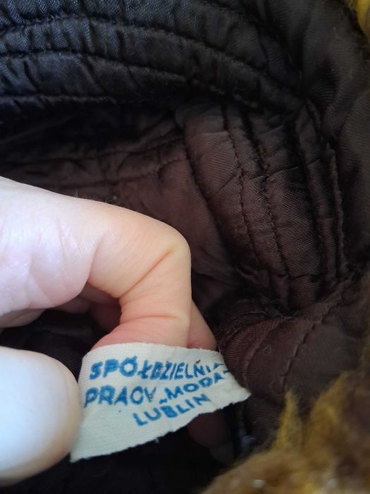 Czapka uszatka brązowa damska PRL