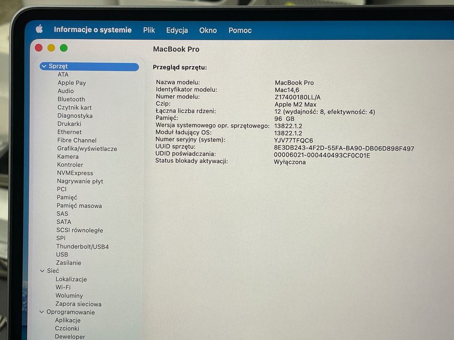 2023 MacBook Pro A2780 16" M2 MAX 96GB 2000GB NOWY !!! - SOLD!