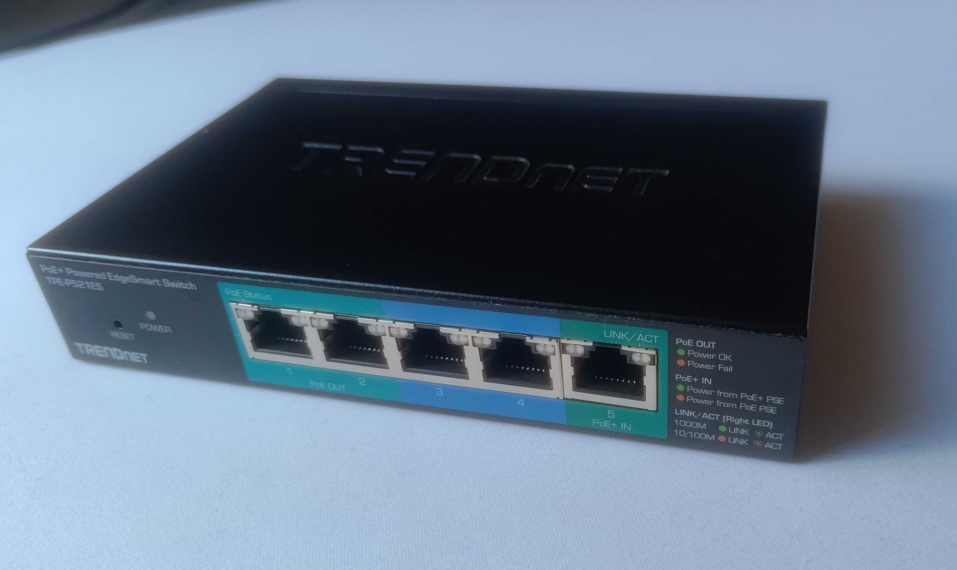 Switch zasilany przez PoE - 5 portów - 2 x PoE+ Trendnet TPE-P521ES
