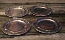 Set de 4 Porta-copos vintage de metal, recorte floral, anos 70-80