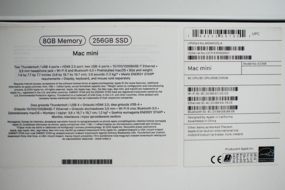 Mac mini M1, 8GB RAM, 256GB SSD - świetny stan!