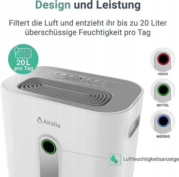 Osuszacz powietrza Airalia AIR-DH20 20L 420 W 40m2 Mobilny z odpływem