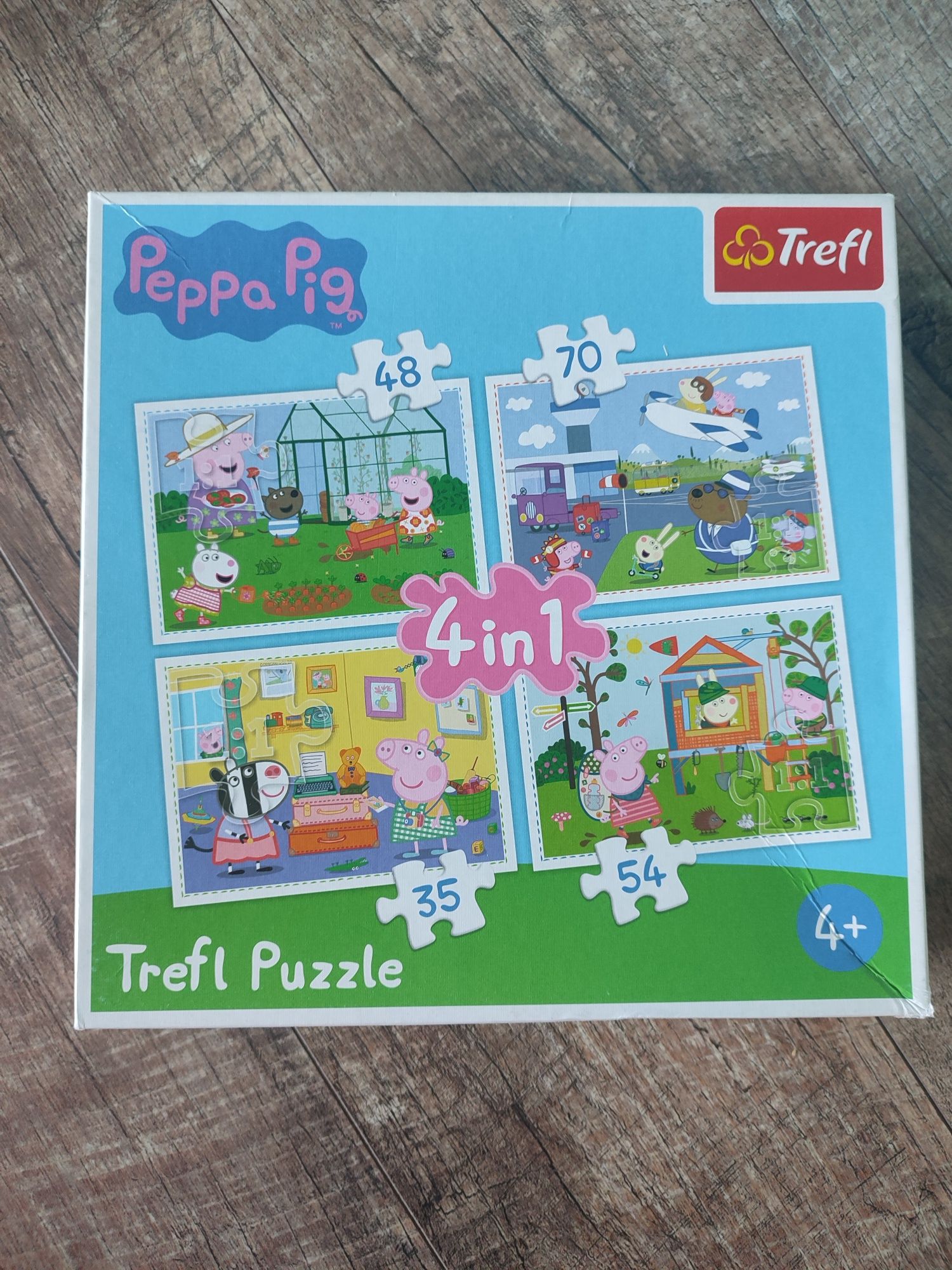 Puzzle 4w1 Świnka Peppa Trefl 35, 48, 54, 70 el.