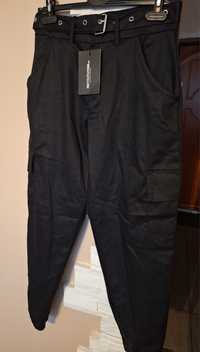 Spodnie czarne bojówki kieszenie pasek