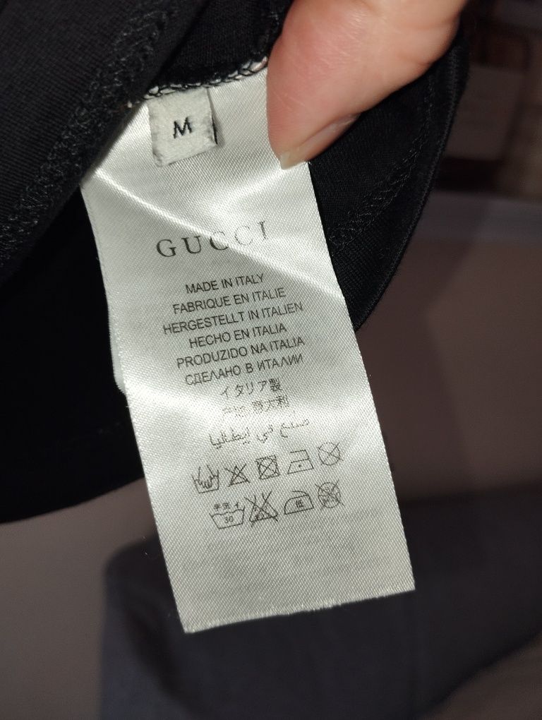 Oryginalna Koszulka t-shirt Gucci czarna z misiem M 38 bawełna