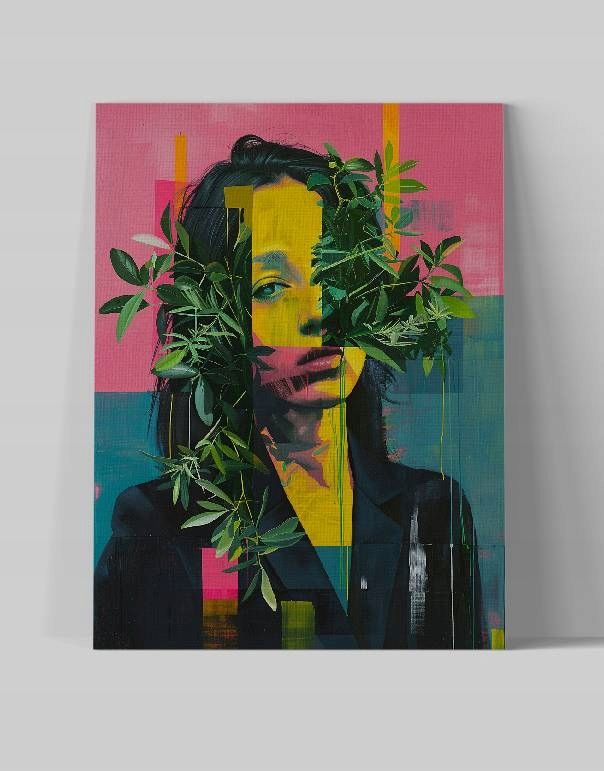 Obraz na płótnie "Kobieta w roślinności - Abstrakcja 45x60 cm"