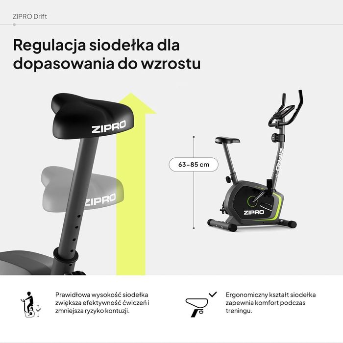 Вертикальний магнітний велотренажер Zipro Drift для домашніх тренувань