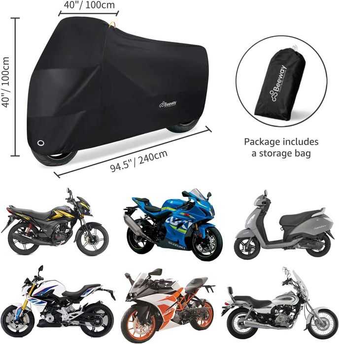 **NOVO** Capa protetora Beeway 190T para moto (240 x 100 x 100 cm)