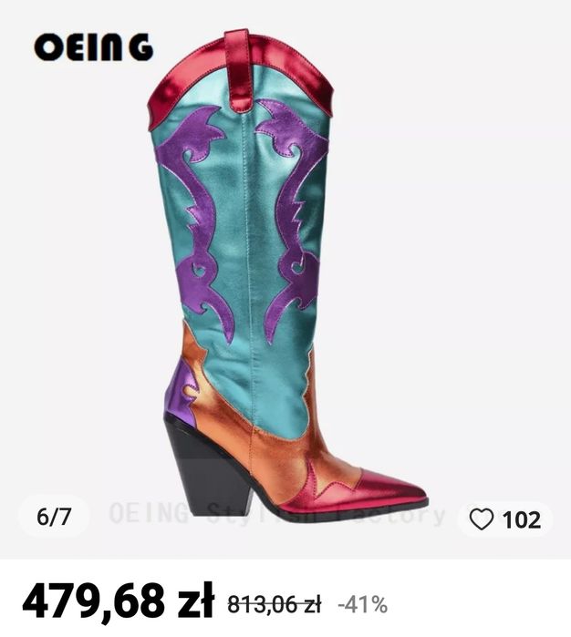 Kolorowe Buty kowbojki