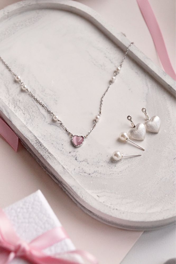 Срібні сережки сердечко з перлами срібло 999