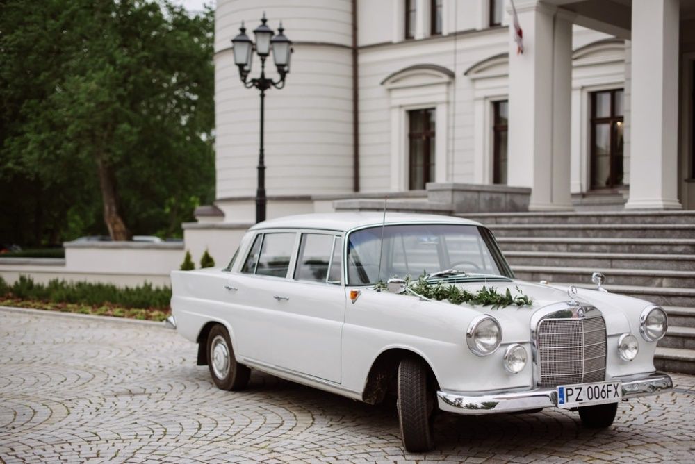 Klasyczna limuzyna do ślubu styl elegancja zabytkowy Mercedes wynajem