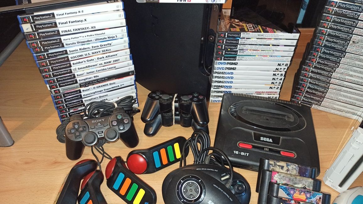 Pack consolas ( PlayStation 2 e 3 + mega Drive + will )