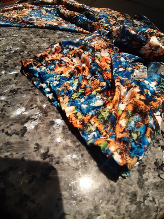 Sukienka prl podomka kwiaty polyester stara babcia wady tunika vintage