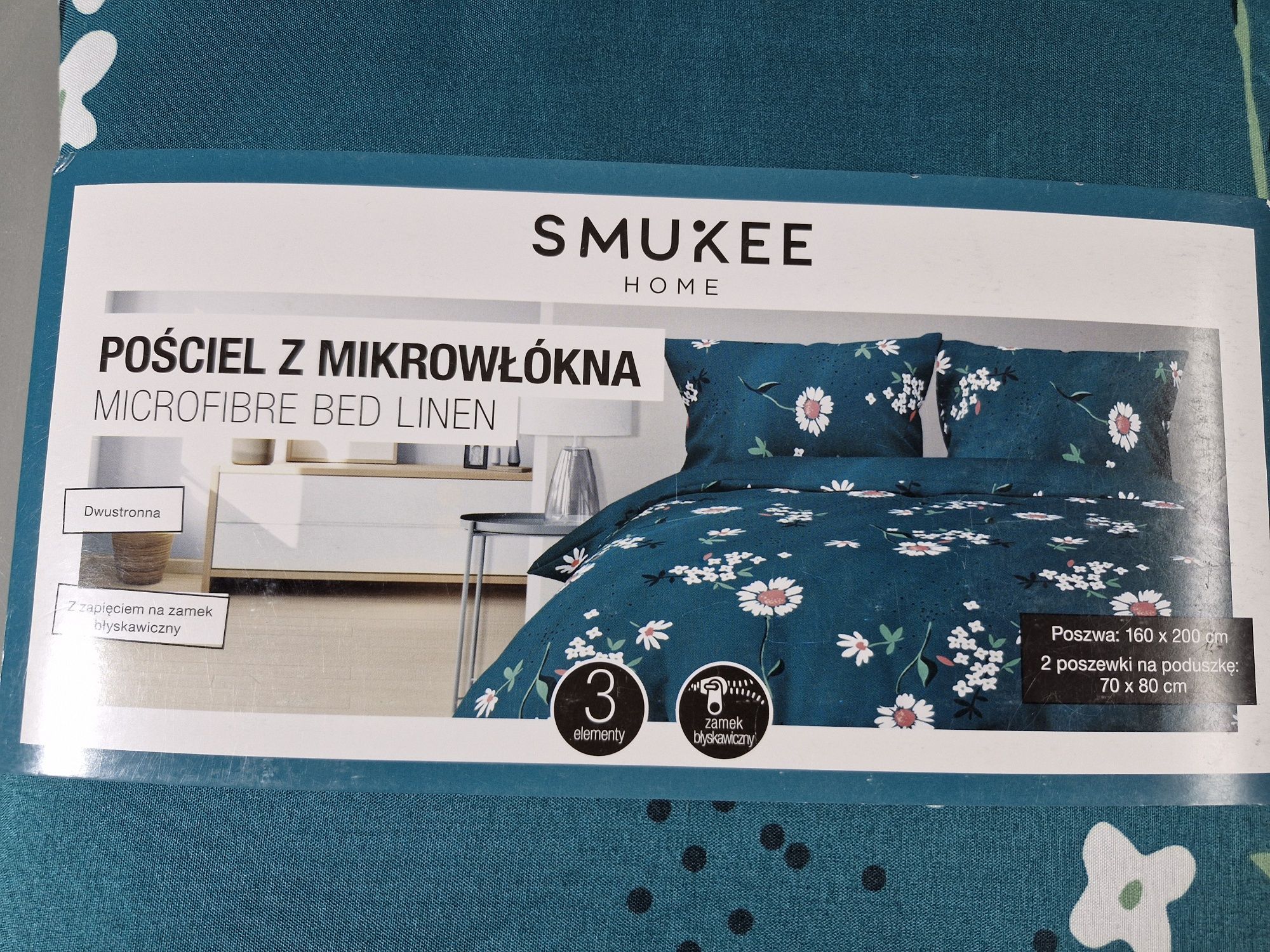 Komplet Pościeli z Mikrowłókna Kołdra 160x200 Poduszki 2x70x80  Turkus
