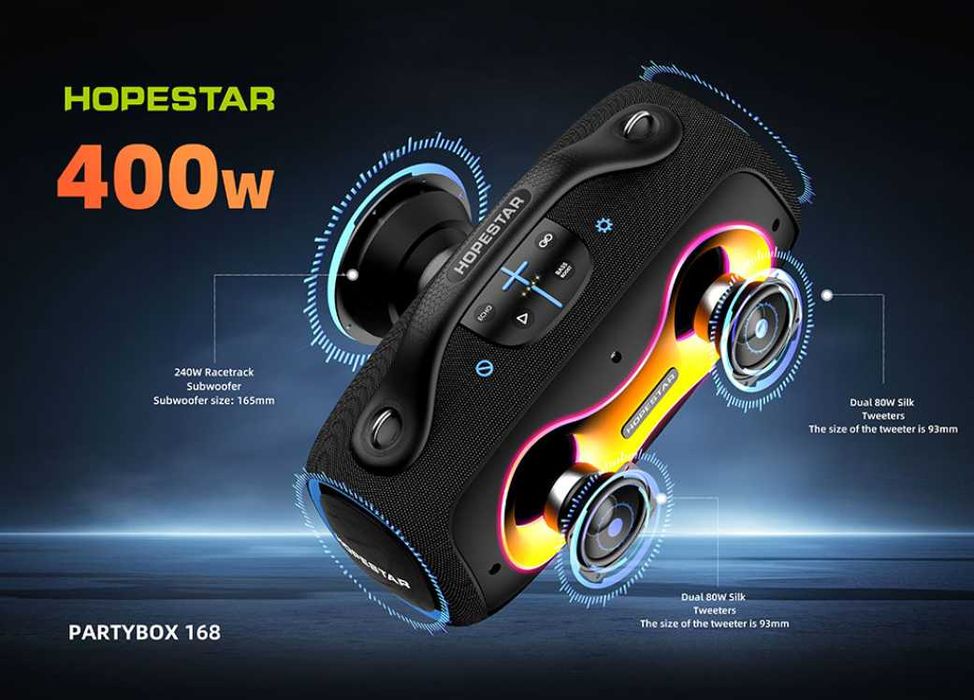 Колонка Hopestar PARTYBOX 168, 400 Вт (2 микрофона)