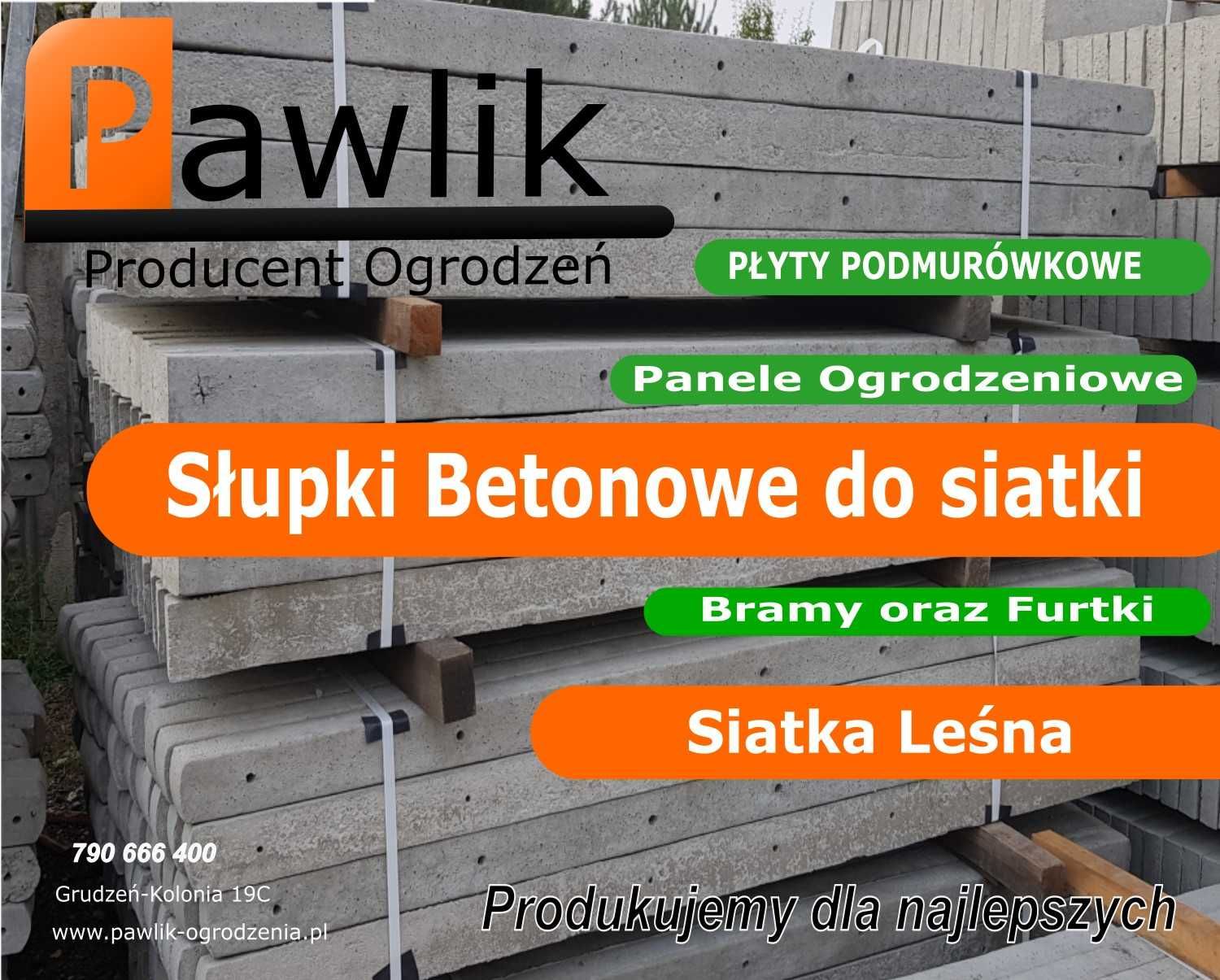 Słupek betonowy 2,2m dol + siatka leśna