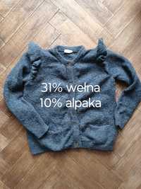 Sweter sweterek rozpinany szary wełna alpaka Pomp se Lux rozmiar 104