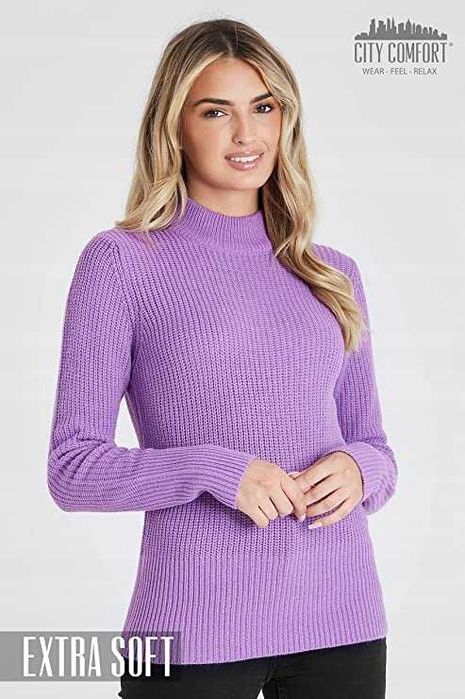 Elegancki damski sweter golf City Comfort rozmiar M fiolet