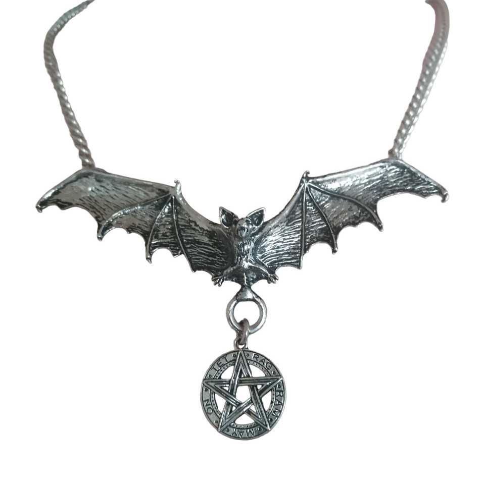 Naszyjnik goth nietoperz alchemy bat pentagram killstar
