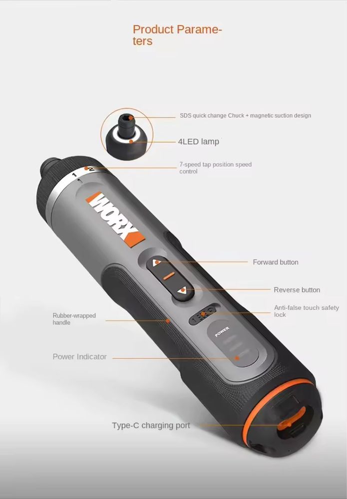 Викрутка WORX WX242 акумуляторна з набором бит