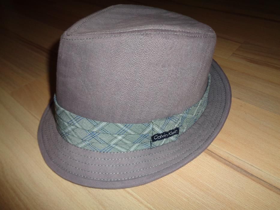 okazja CALVIN KLEIN modny szary oryginalny kapelusz Fedora j. nowy S/M
