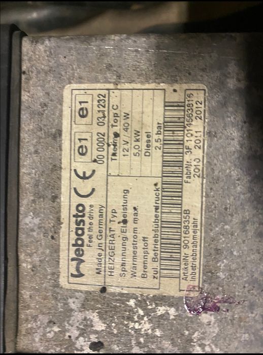 Webasto thermo top c do citroen c8 807 phedra ulysse