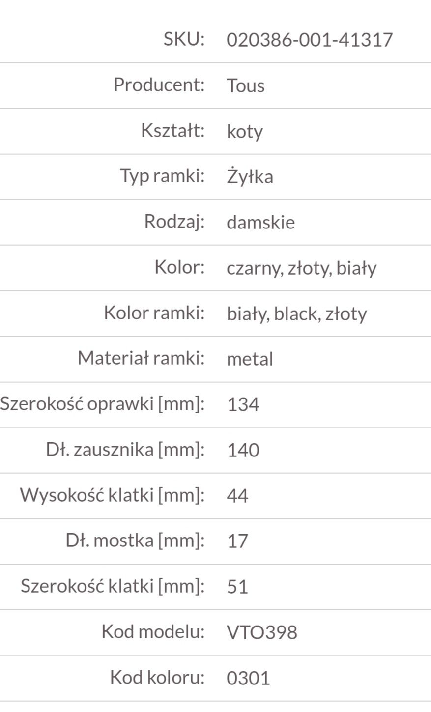 Oprawki Tous Damskie VTO398