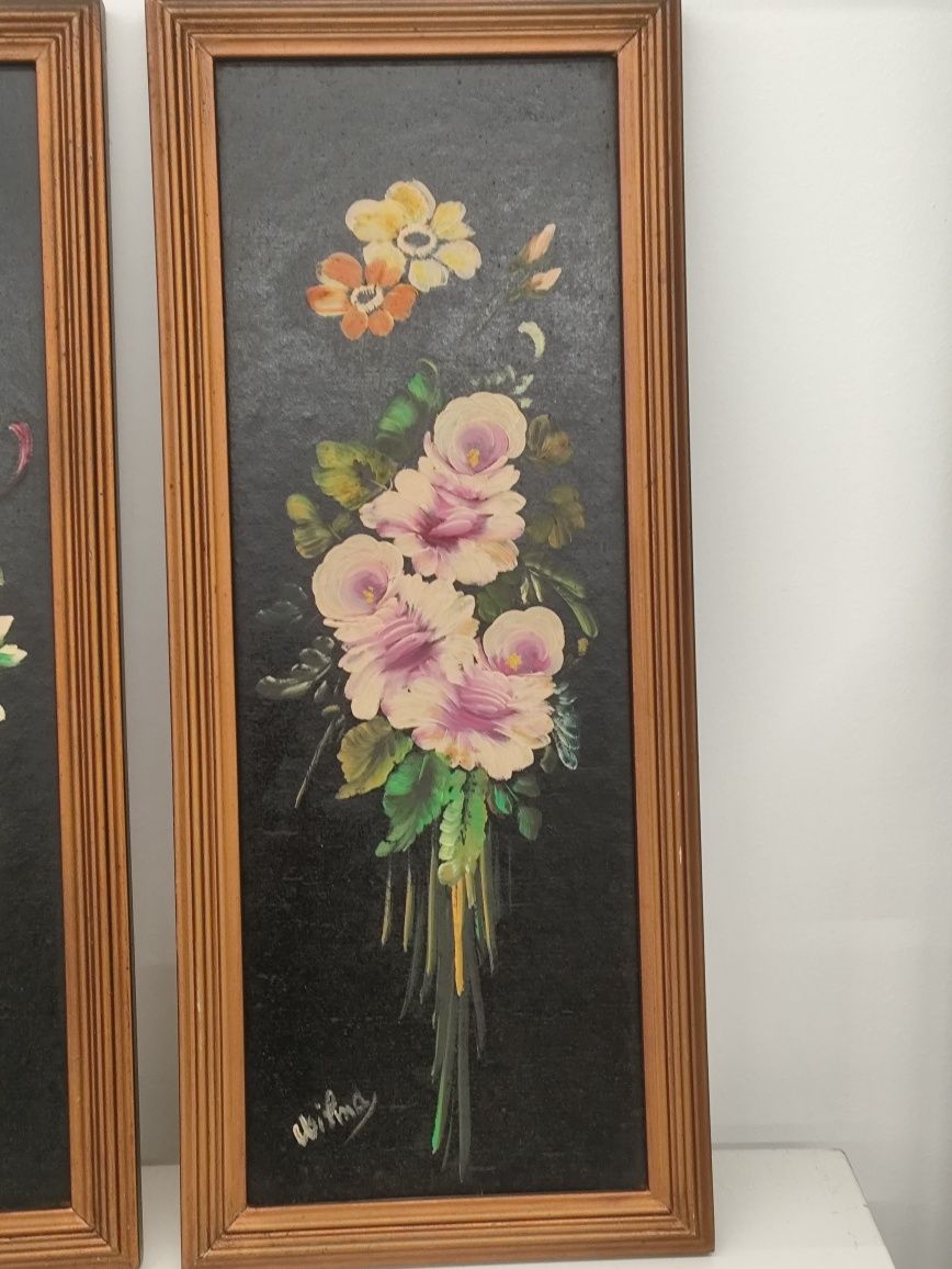 Pinturas com flores a oleo