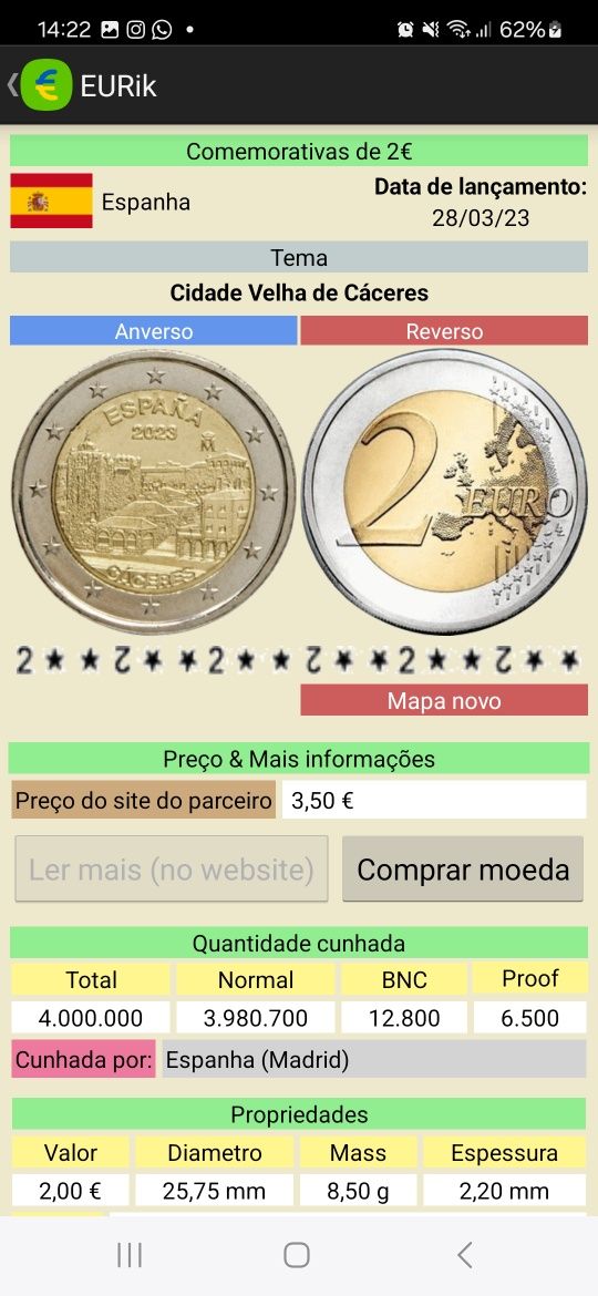 Moedas 2 euros comemorativas 2023