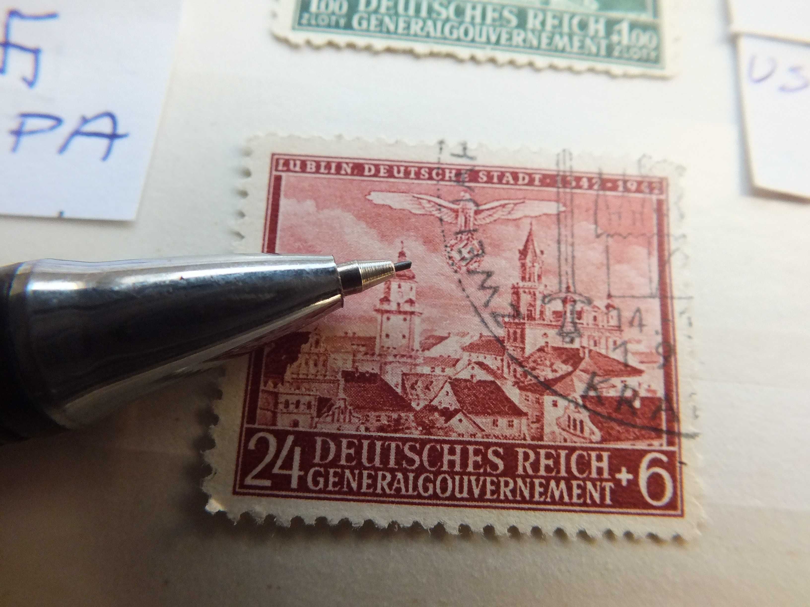 4szt. znaczki seria Fi92 GG Niemcy 1942r. LUBLIN Swastyka,Gapa Rzesza