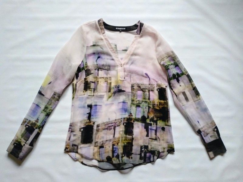 Koszula XS 34 print półprzezroczysta mgiełka