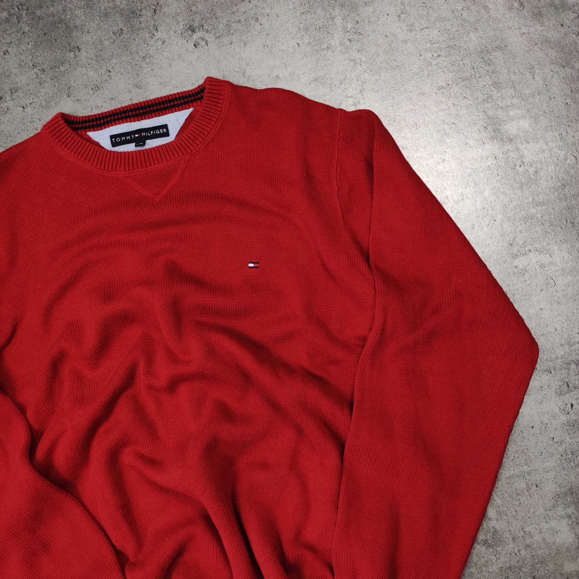 MĘSKIE Elegancki Grubszy Bawełniany Sweter Pętelka Tommy Hilfiger TH
