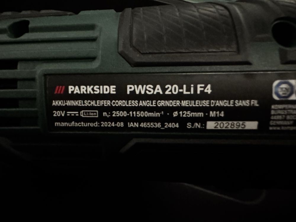 Szlifierka katowa PWSA 20Li f4
