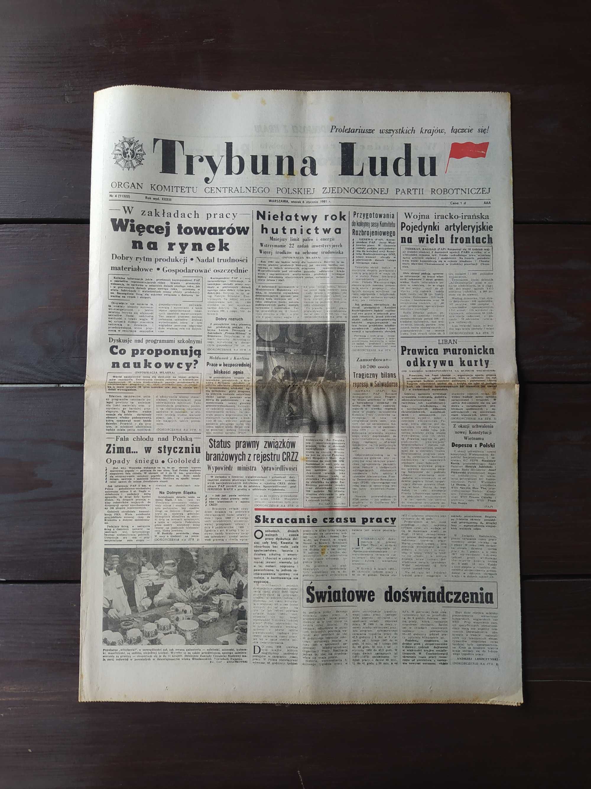 Gazeta TRYBUNA LUDU Nr 4 (11322), 6 I 1981r. PRL