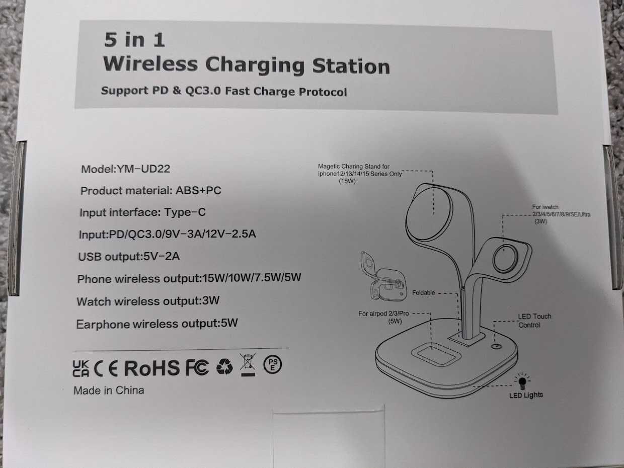 Stacja ładująca 5w1 Iphone iWatch iPod, lampka, magsafe, dodatkowe usb