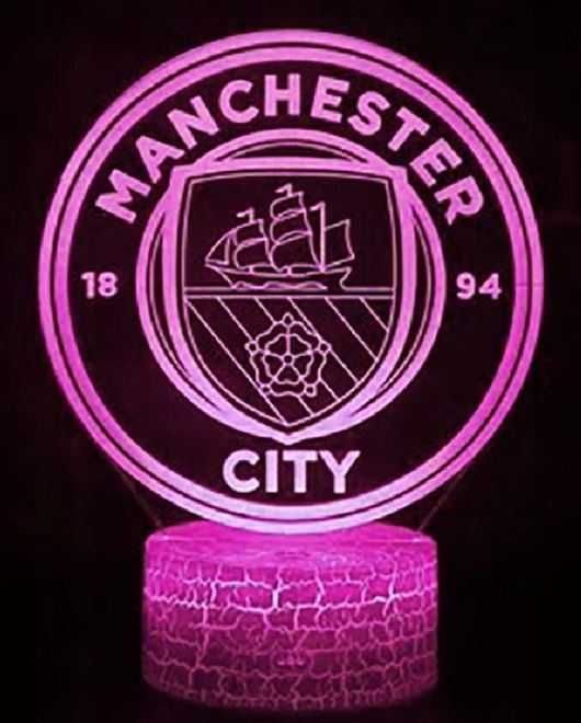 Lampka Nocna Dla Dzieci Manchester City 3D LED + Pilot