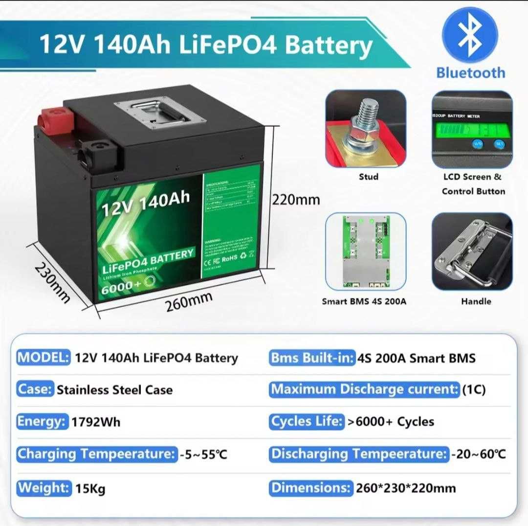 LiFePo4 12V 140Ah, 1792 Wh (з BMS) Аккумулятор