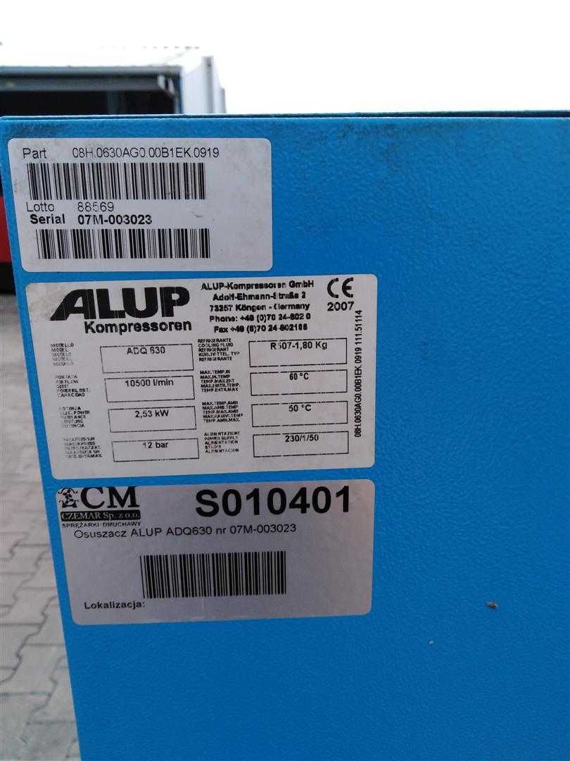 Osuszacz powietrza ALUP ADQ630, 2,53KW 10,5m³  S010401