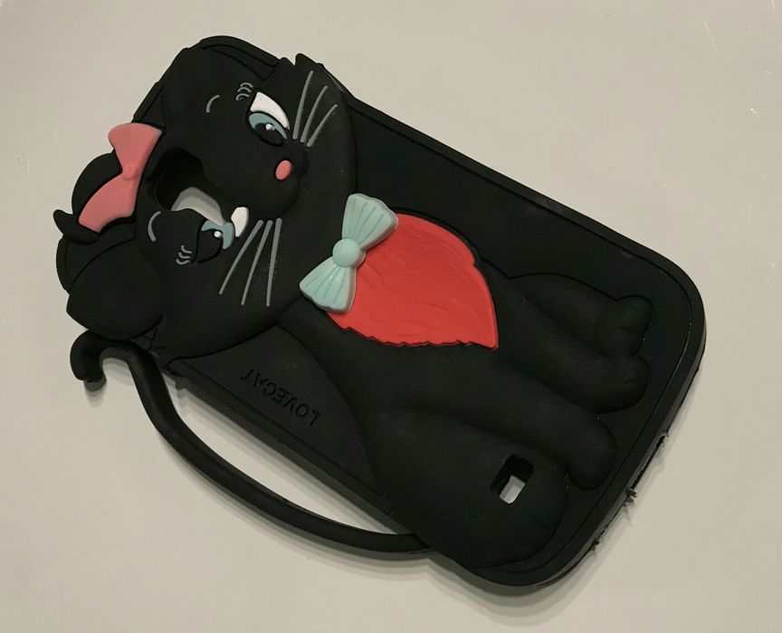 Gumowe Etui 3D Case Kotek Czarny Samsungi 13x6,8cm Obudowa Do Telefonu