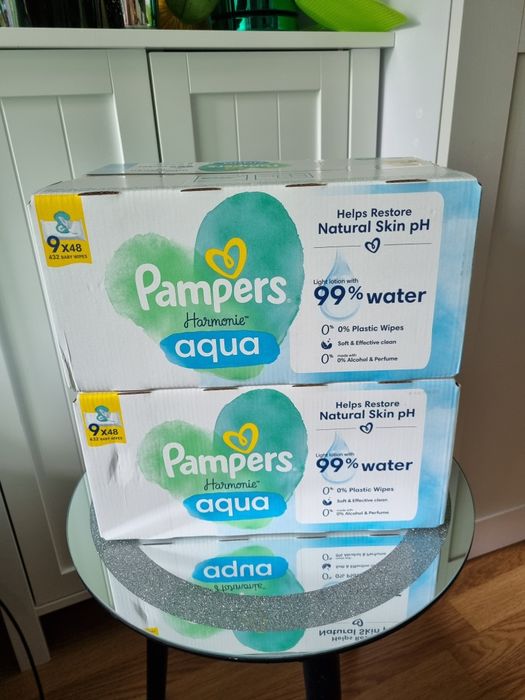 2 kartony chusteczki pampers aqua harmonie 9x48 432 szt