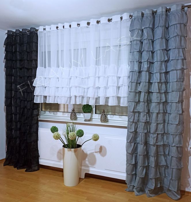 Firana gotowa 400x130 falbanki przelotki