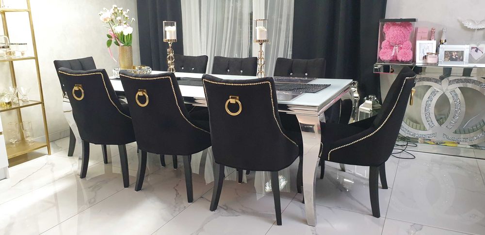 Krzesło chesterfield vintage z kołatką tapicerowane hampton
