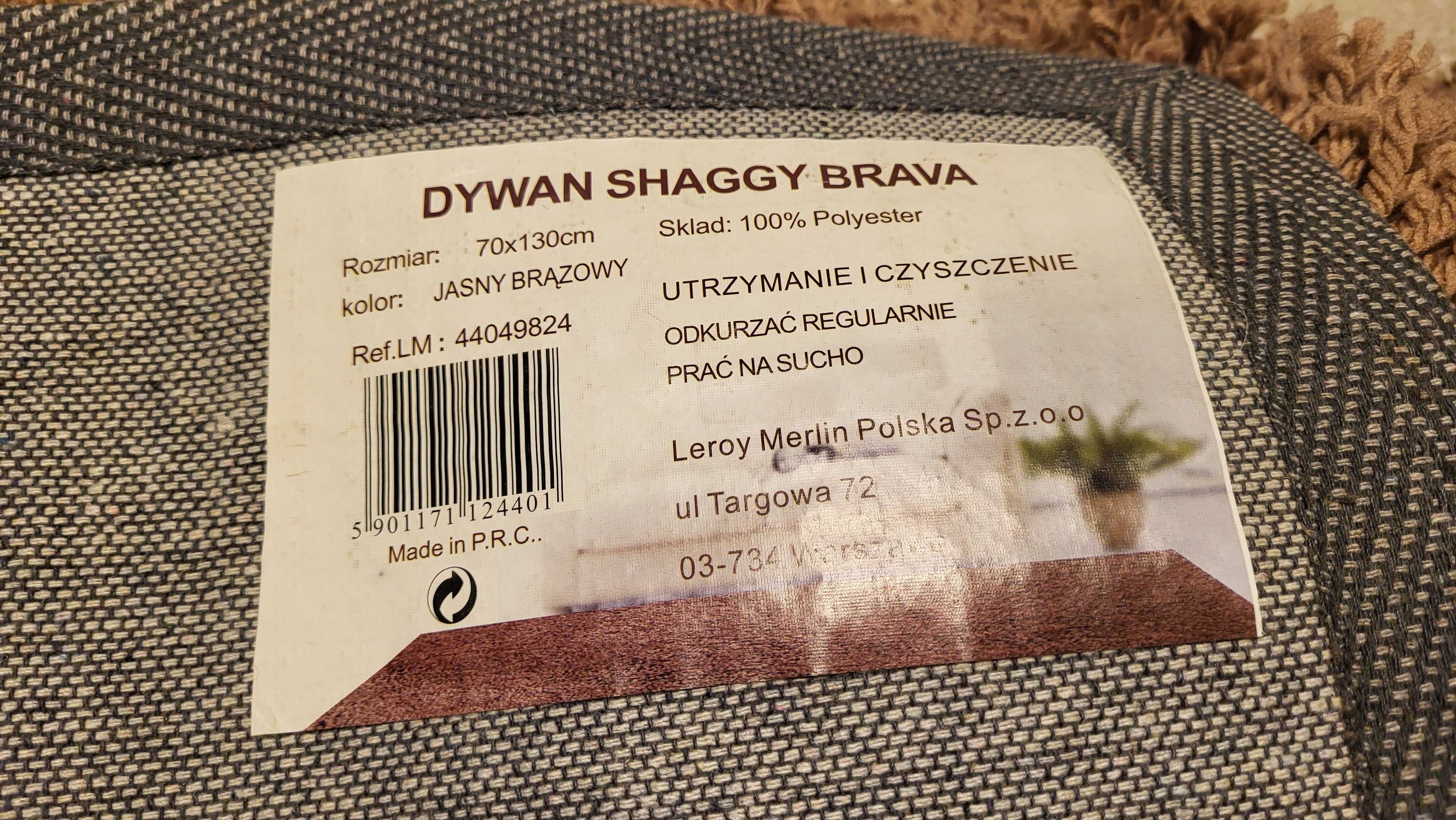 dywan shaggy brava 70x130 brązowy 3 sztuki