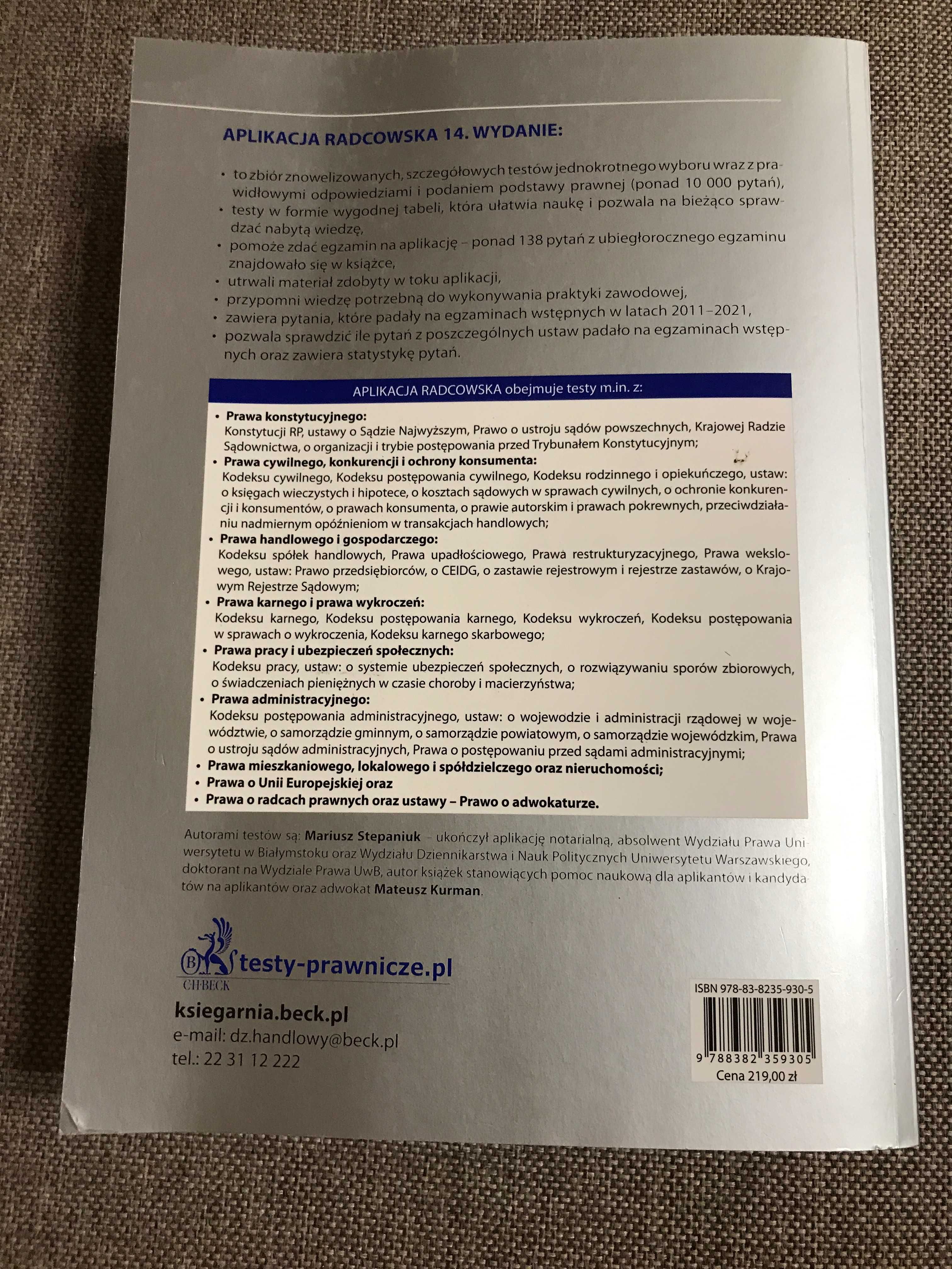Aplikacja radcowska 2022 Pytania, odpowiedzi, tabele M. Stepaniuk
