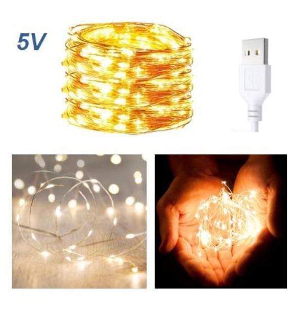 Гірлянда світлодіодна 5V від USB 100 LED 5 м Тепле світло